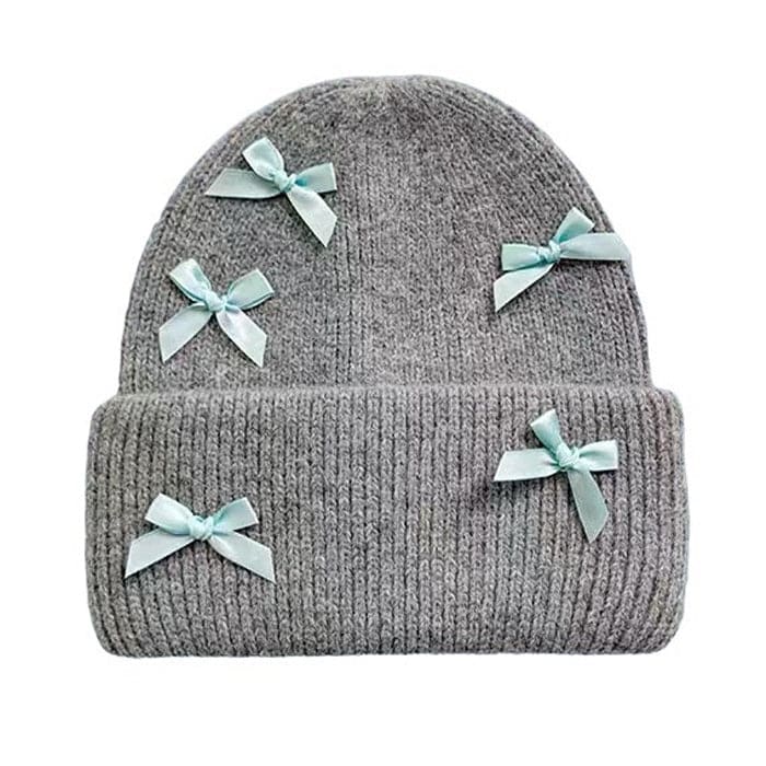 Sweet Bows Beanie Hat - Standart / Grey - Hats