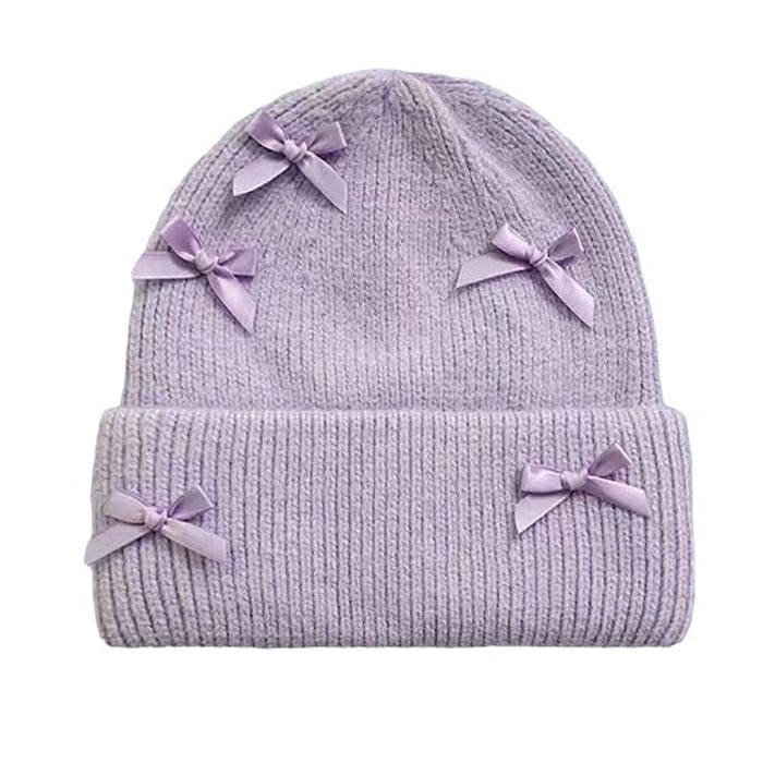 Sweet Bows Beanie Hat - Standart / Purple - Hats