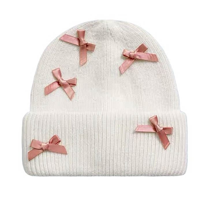 Sweet Bows Beanie Hat - Standart / White - Hats