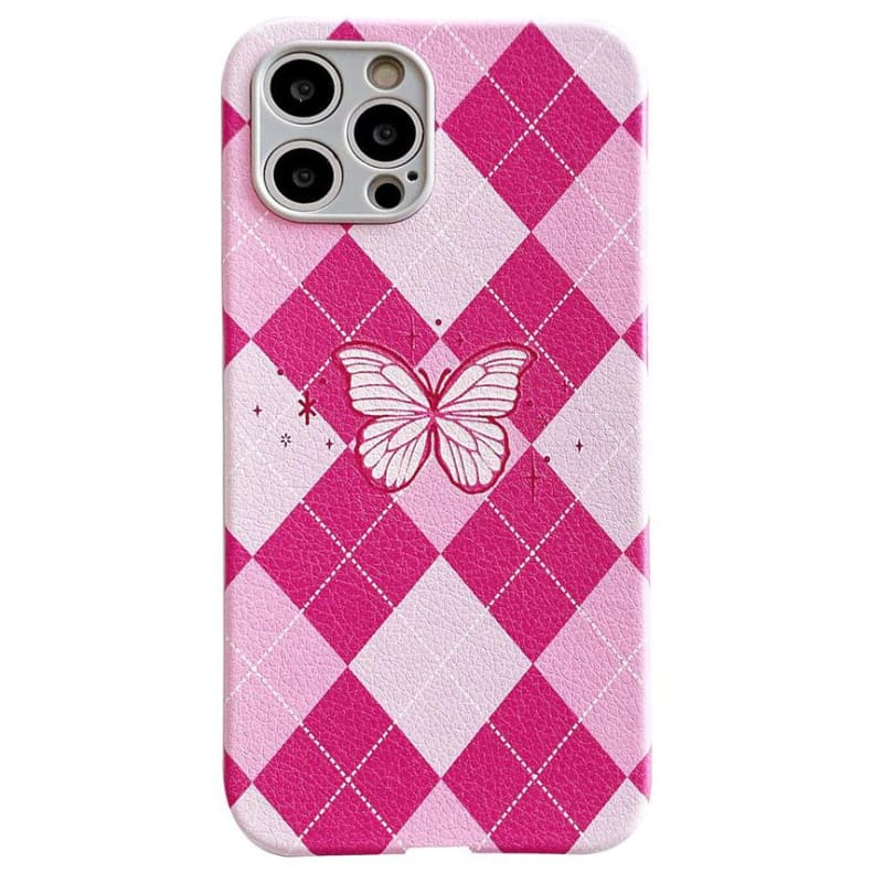 Sweet Butterfly Argyle Phone Case - IPhone Case