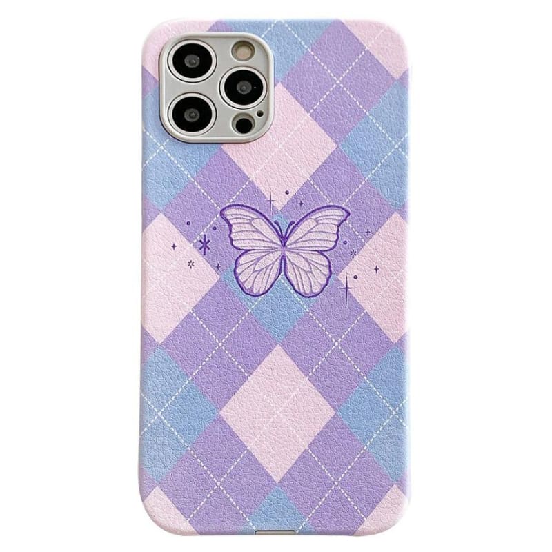 Sweet Butterfly Argyle Phone Case - IPhone Case