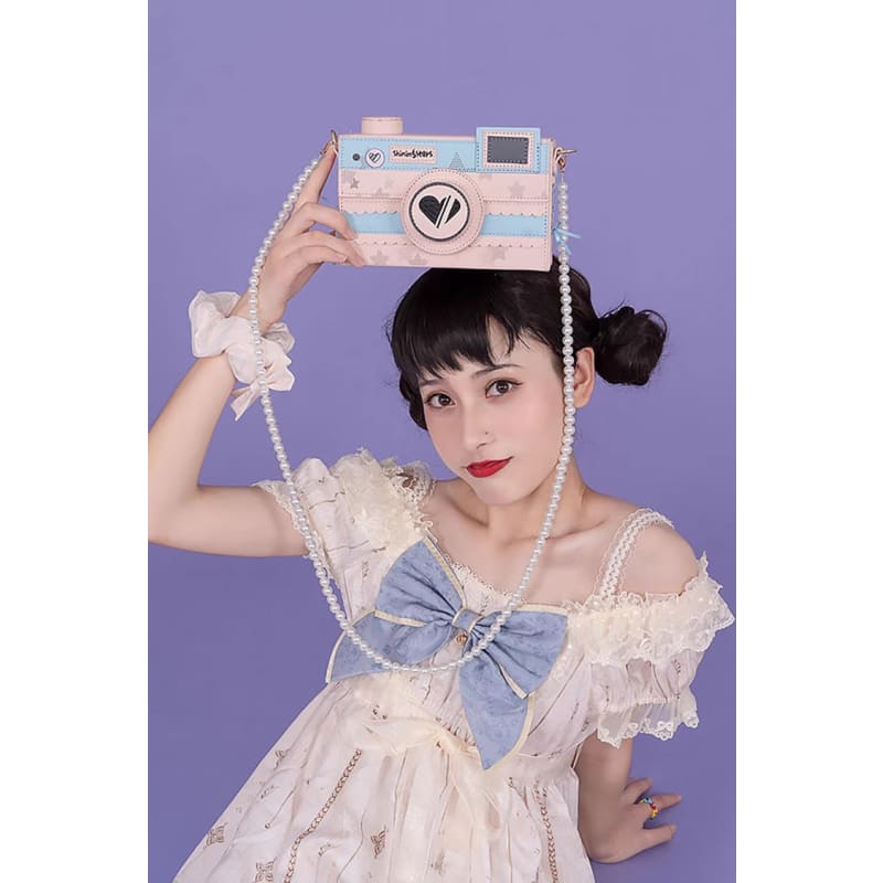 Sweet Camera Crossbody Bag - One-Size / Blue/Pink