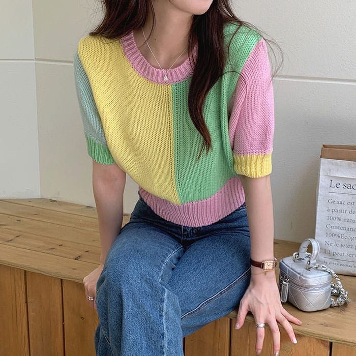 Sweet Candy Knit Top - Free Size / Pastel - Tops