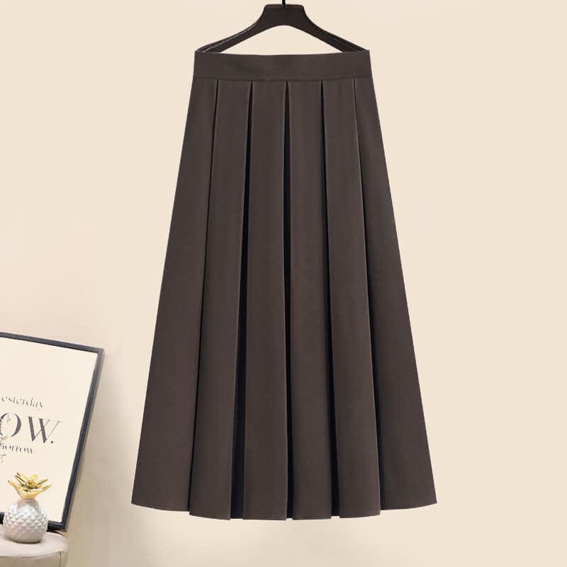 Sweet Cardigan Sweater Bow Tie Shirt Pleated Skirt Set