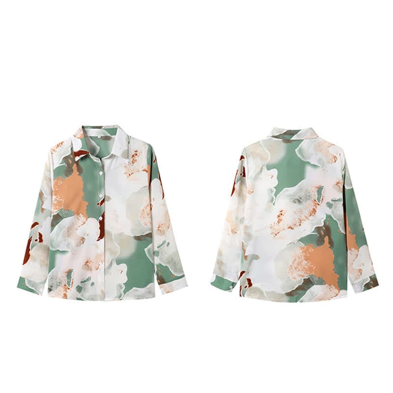 Sweet Colorblock Abstract Print Shirt Workwear