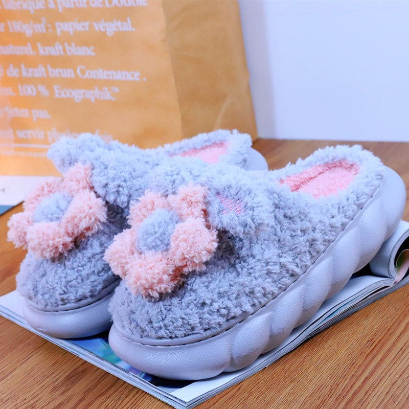 Sweet Comfy Soft Flowers Slippers ON887 - 01 Grey / 36/37 -