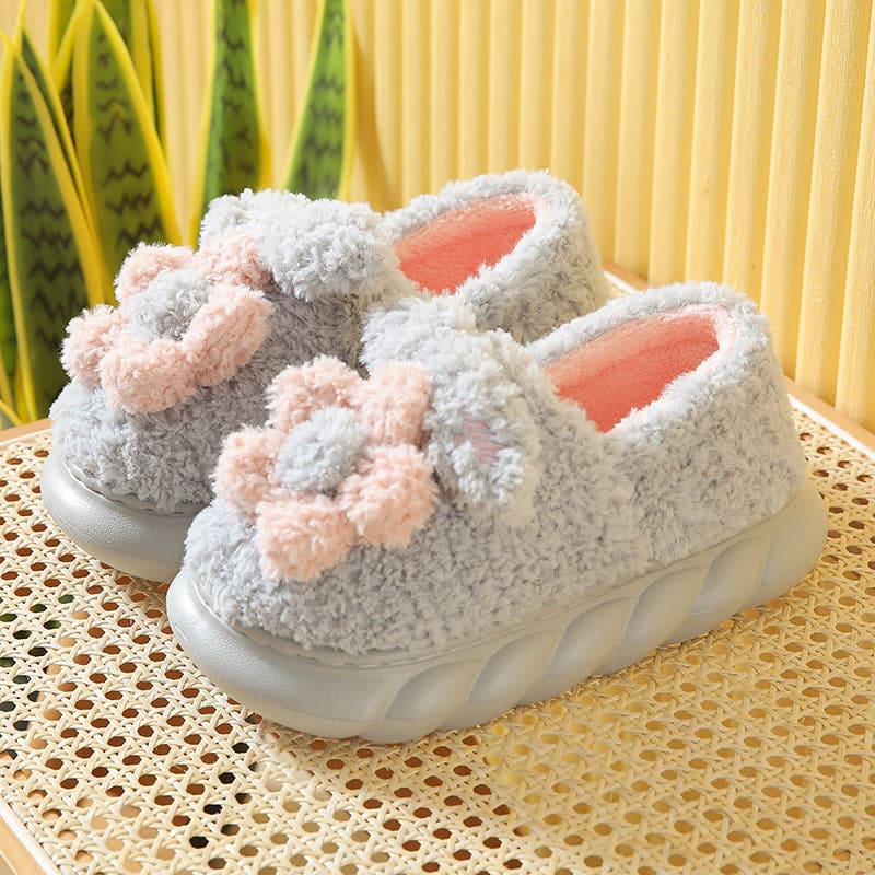 Sweet Comfy Soft Flowers Slippers ON887 - 02 Grey / 36/37 -