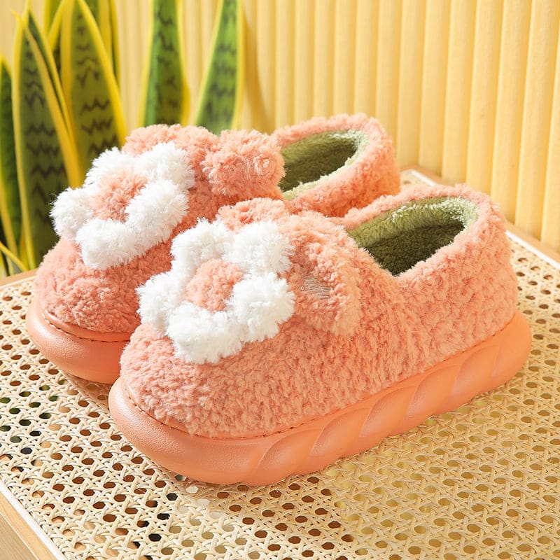 Sweet Comfy Soft Flowers Slippers ON887 - 02 Orange / 36/37