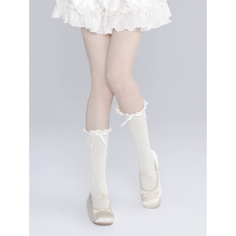 Sweet Cozy Lace Stockings - Milk White - Stockings