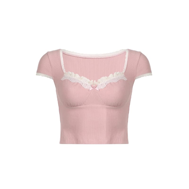 Sweet Cute Pink Lace Top SpreePicky