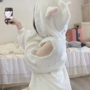 Kawaii Aesthetic Y2K Cute Fairy Sweet Cute Sheep Ear Hooded MK Kawaii Store