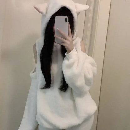 Kawaii Aesthetic Y2K Cute Fairy Sweet Cute Sheep Ear Hooded MK Kawaii Store