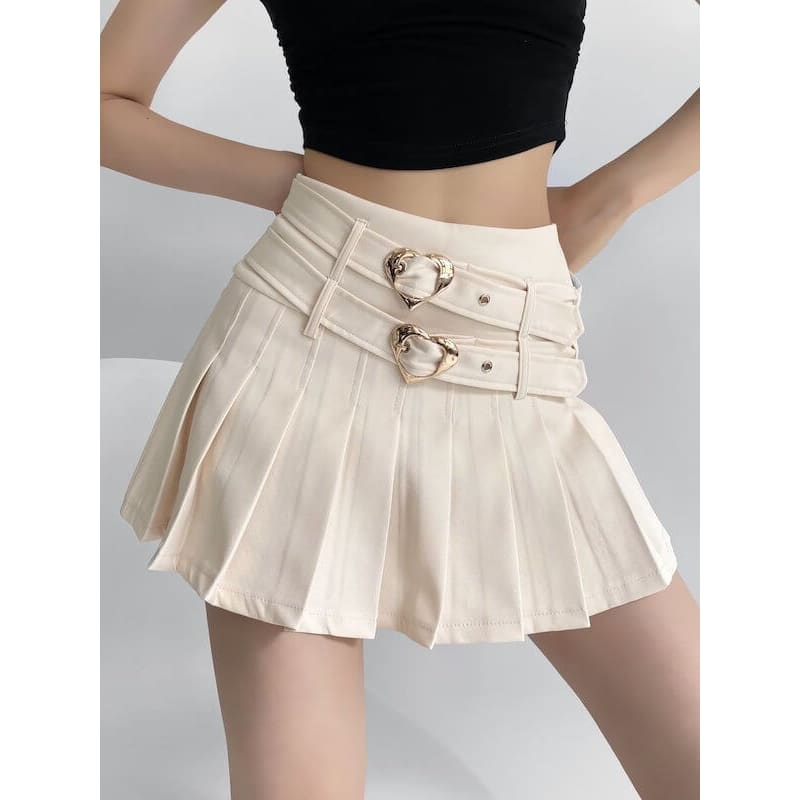 Sweet Double Heart Belts Skirt SpreePicky