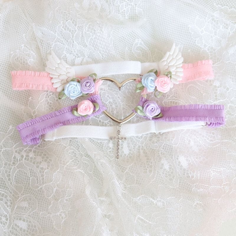 Sweet Floral Heart Wings Garter SpreePicky