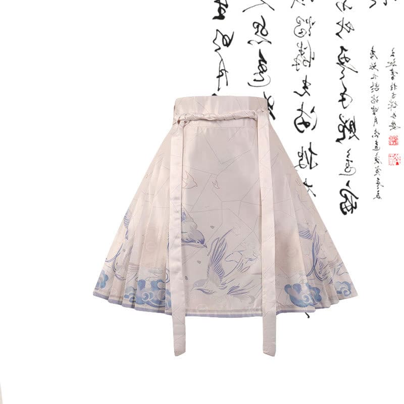 Sweet Flower Irregular T-Shirt High Waist Pleated Skirt