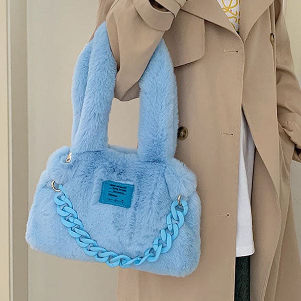 Sweet Fluffy Chain Shoulder Bag - Standart / Blue - Bags