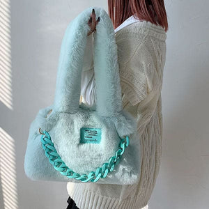 Sweet Fluffy Chain Shoulder Bag - Standart / Mint Green