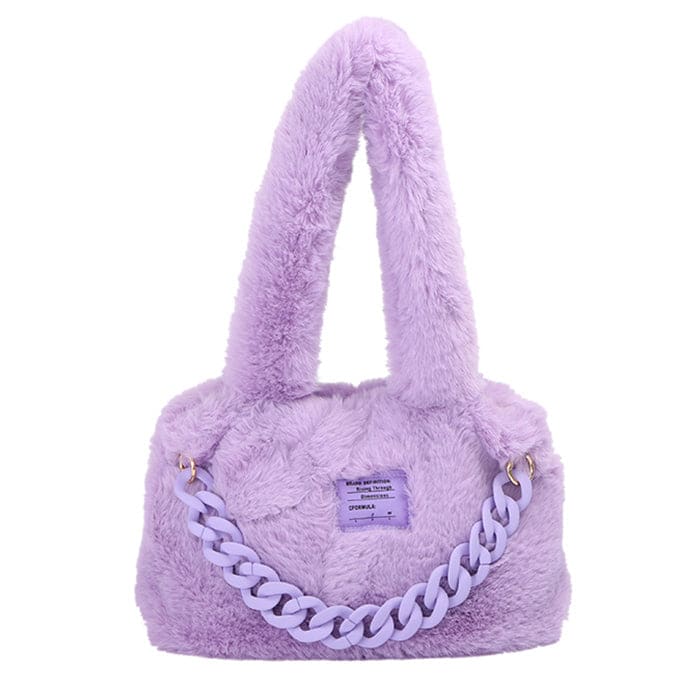 Sweet Fluffy Chain Shoulder Bag - Standart / Purple - Bags
