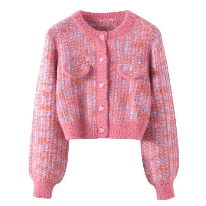 Sweet Knit Cropped Cardigan - S / Pink - Cardigan