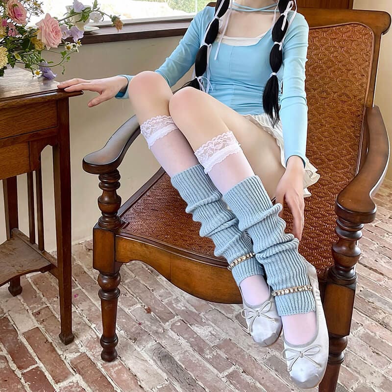 Sweet Knit Long Leg Warmers - Leg warmers only - Blue - leg