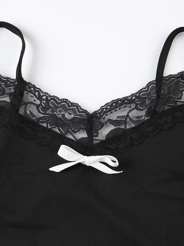 Sweet Lace Black Set - short sleeve tops