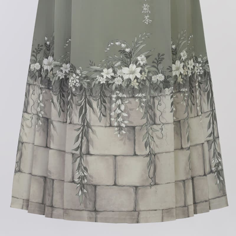 Sweet Leaf Print Shirt Flower Print Skirt