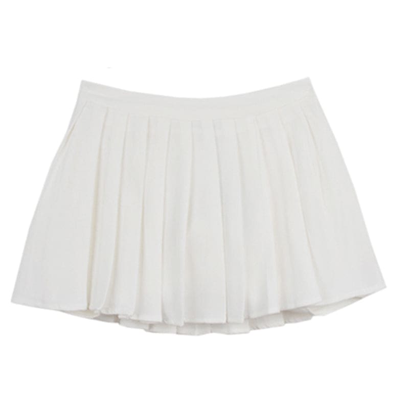 Sweet Letter Print Colorblock T-Shirt Pleated Skirt - Skirt