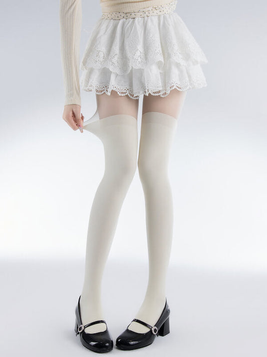 Sweet Lolita Thin Tights - Milk White (Slightly Beige