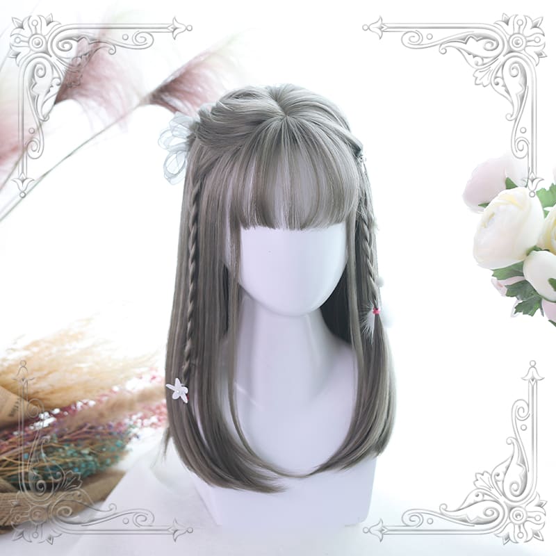 Sweet Long Hair Hime Cut Wig - Steel Gray A / One Size