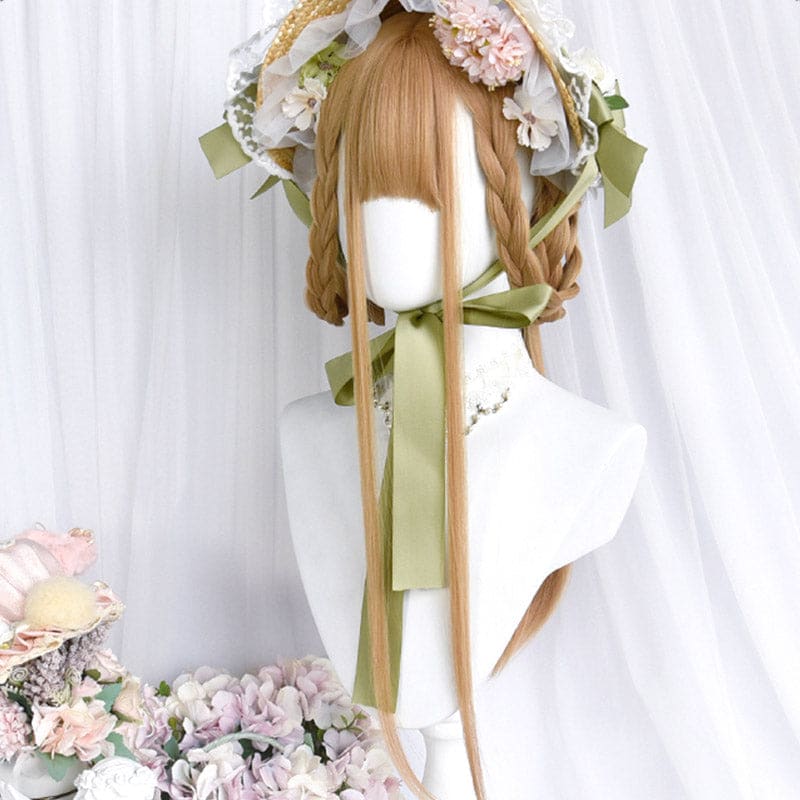 Sweet Long Straight Flower Ball Wig With Neat Bangs