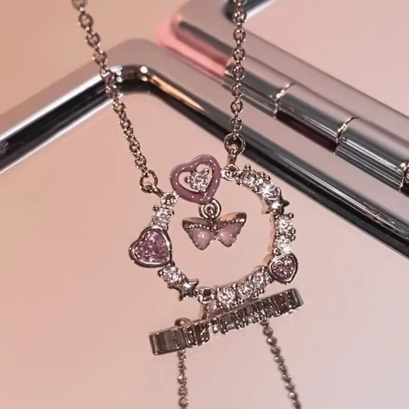 Kawaii Aesthetic Y2K Cute Fairy Sweet Love Bow Necklace MK Kawaii Store
