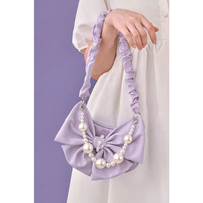 Sweet Pearl Chain Bowknot Shoulder Bag - One-Size / Purple