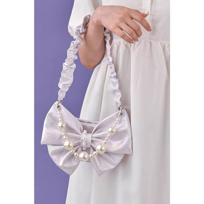 Sweet Pearl Chain Bowknot Shoulder Bag - One-Size / White