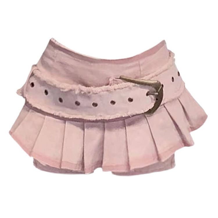 Sweet Pink Denim Skort - S / Pink - Skirt