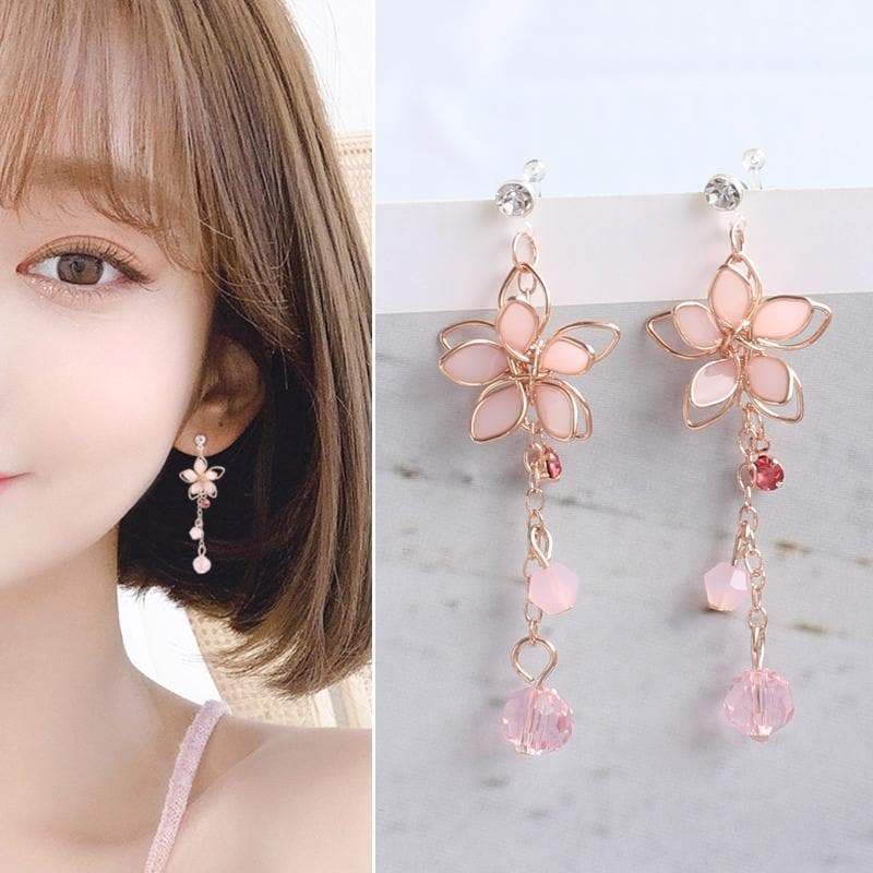 Sweet Pink Fashion Sakura Earrings/Clips MK16045 - earring