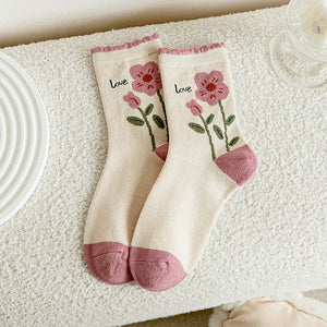 Sweet Pink Floral Socks - 2 - Socks