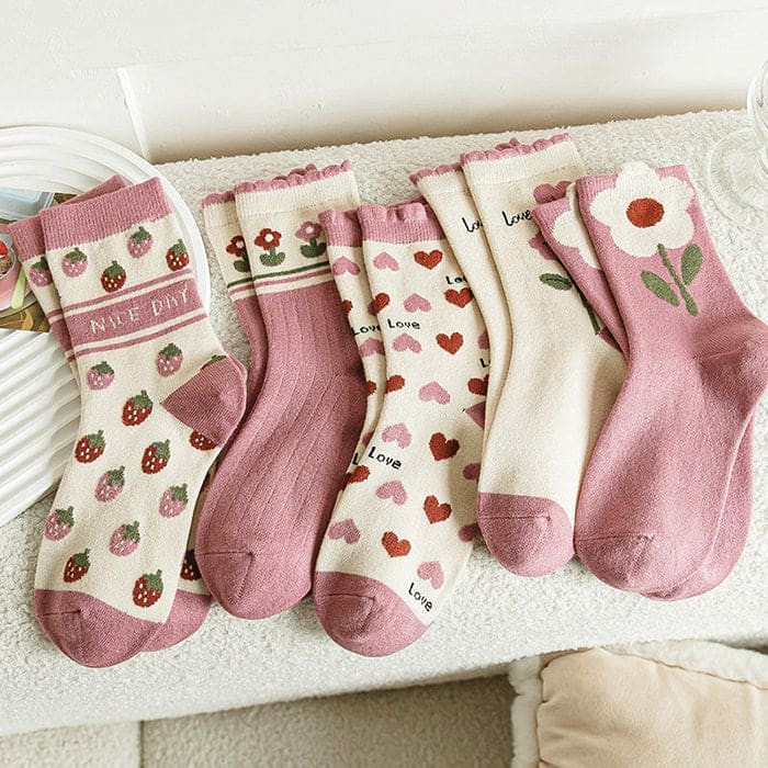 Sweet Pink Floral Socks - Socks