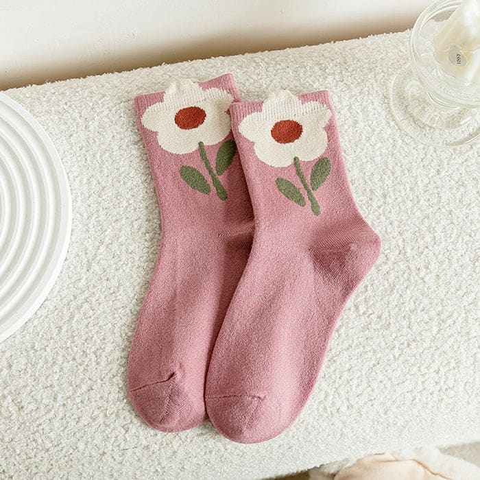 Sweet Pink Floral Socks - 5 - Socks