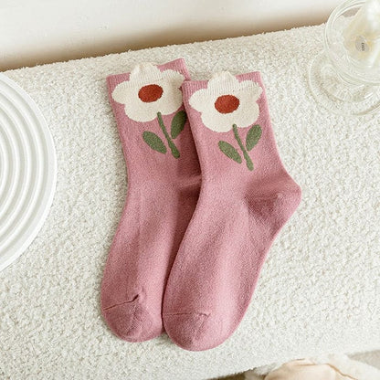 Sweet Pink Floral Socks - 5 - Socks