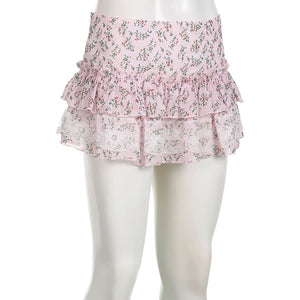 Sweet Pink Flower Lace Skirt SpreePicky