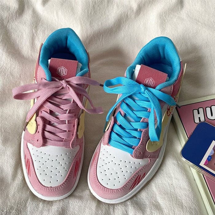 Sweet Pink Flower Sneakers - Sneakers