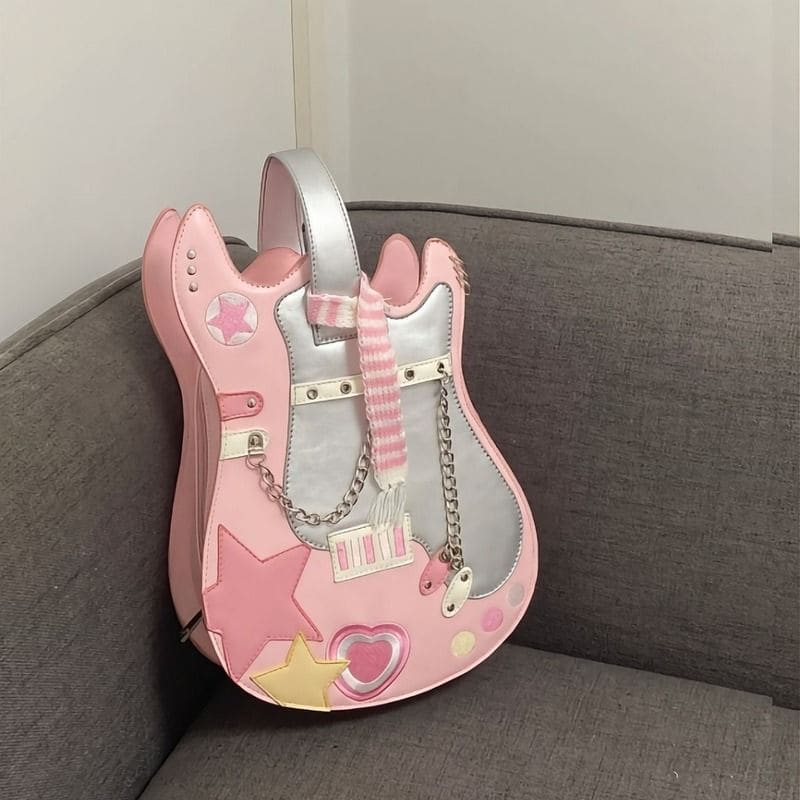 Sweet Pink Guitar Shape Bag - Lovesickdoe - pink