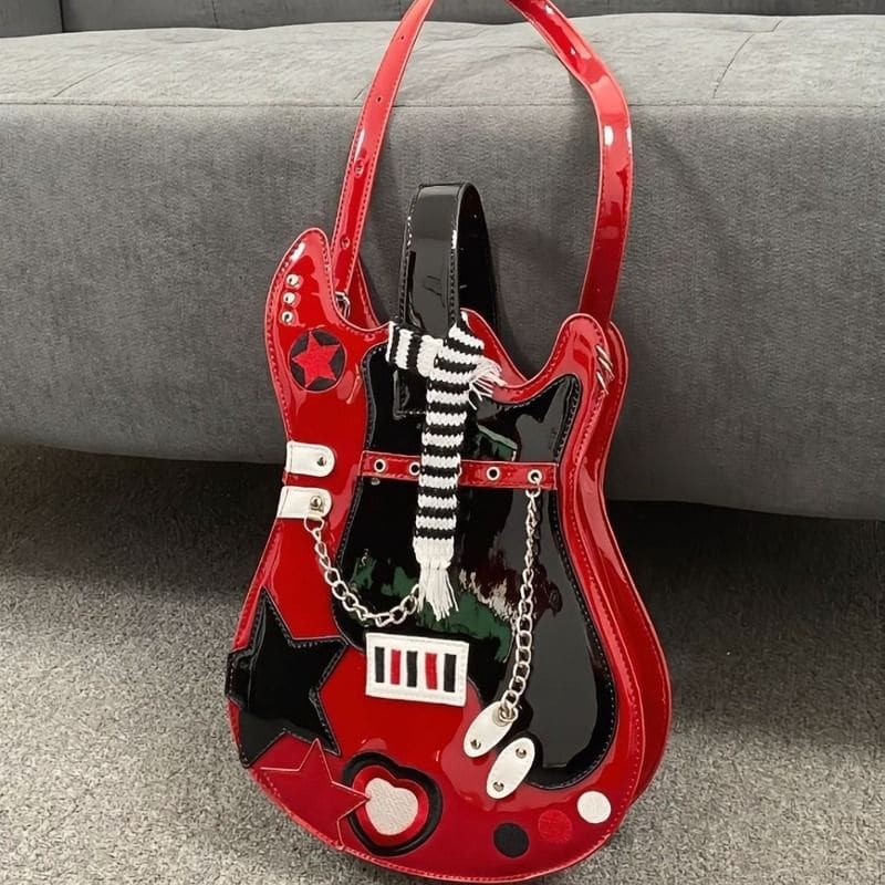 Sweet Pink Guitar Shape Bag - Lovesickdoe - red