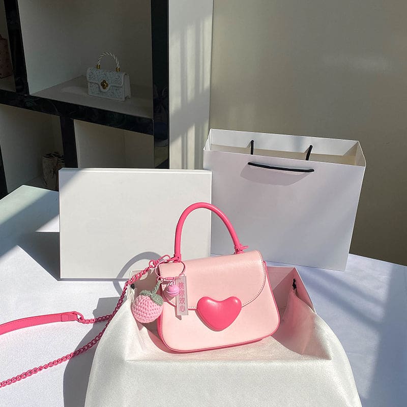 Sweet Pink Heart Square Cross-body Bag - Pink