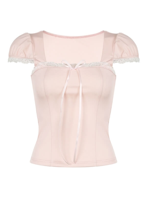 Sweet Pink Ribbon Top - short sleeve tops