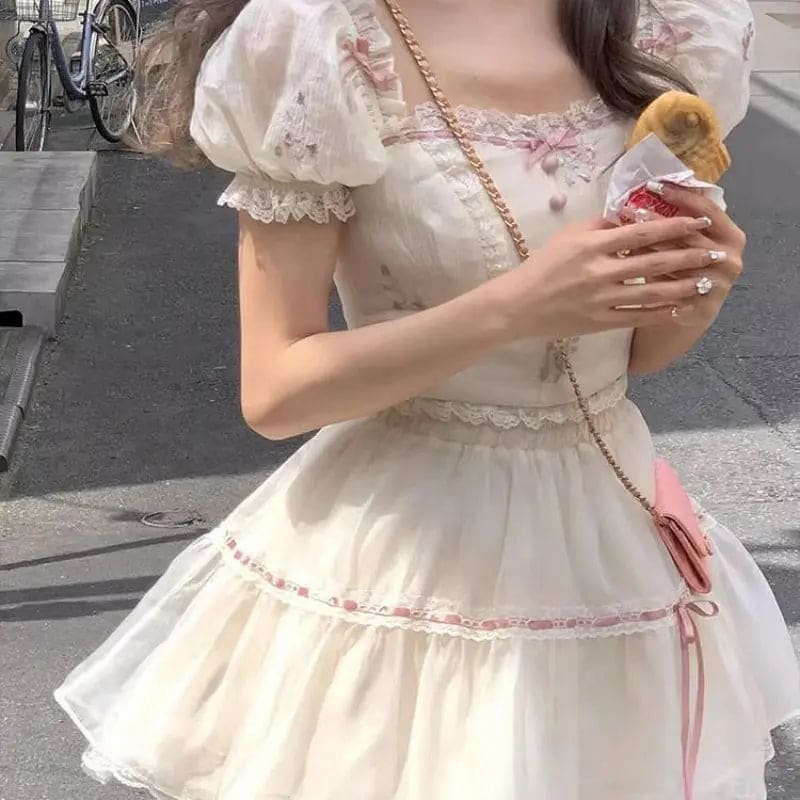 aesthetic cute dress Ombreprom Homecoming Dress Sky Blue Beading Bowknot Princess Short Prom Dress
