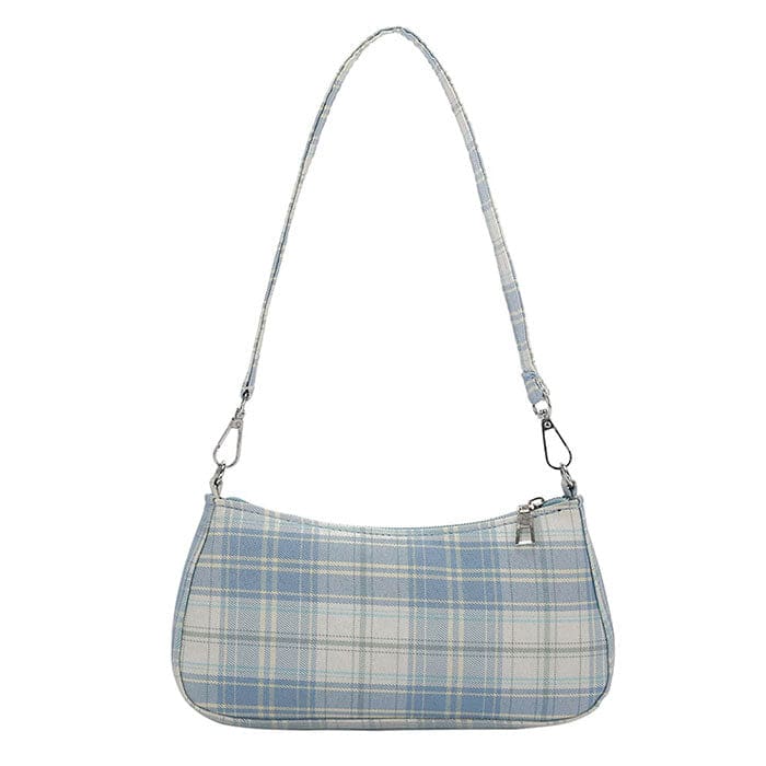 Sweet Plaid Handbag - Standart / Blue - Handbags