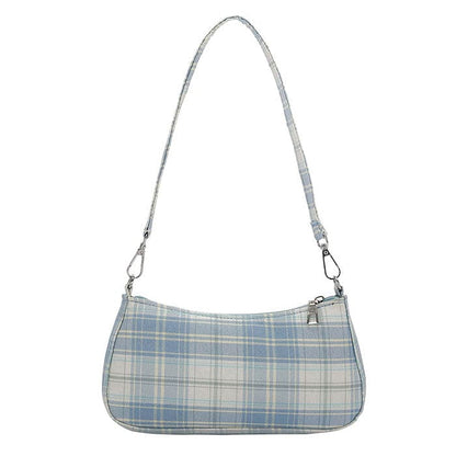 Sweet Plaid Handbag - Standart / Blue - Handbags