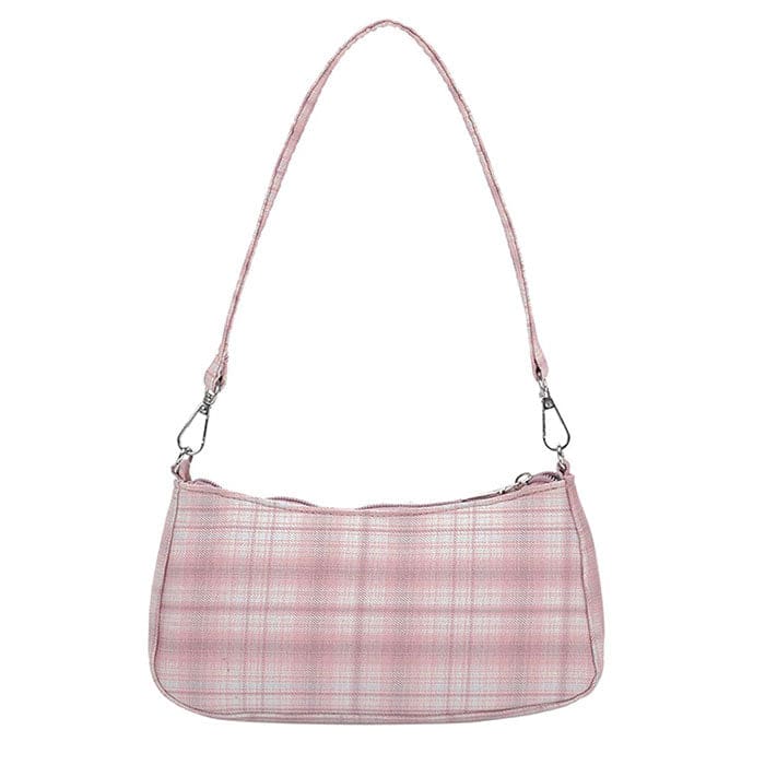 Sweet Plaid Handbag - Standart / Pink - Handbags