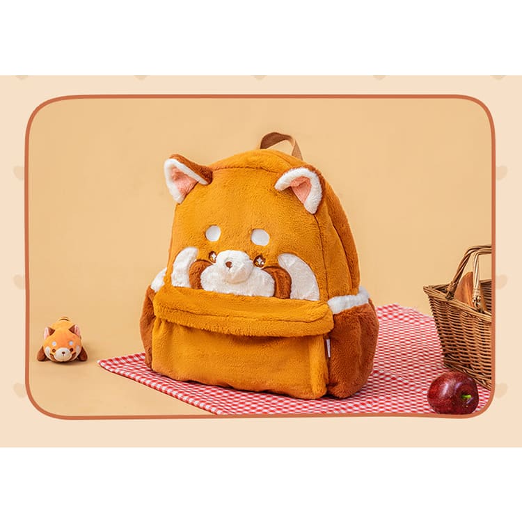 Sweet Red Panda Plushie Backpack - Brown